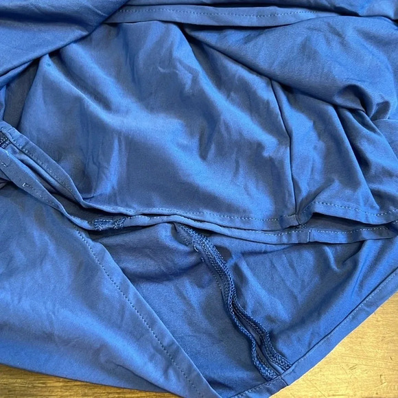 BCBGMAXAZRIA Kaia Sleeveless Pleated-Front Dress Jersey Stretch XXS Vintage Blue - Picture 6 of 8